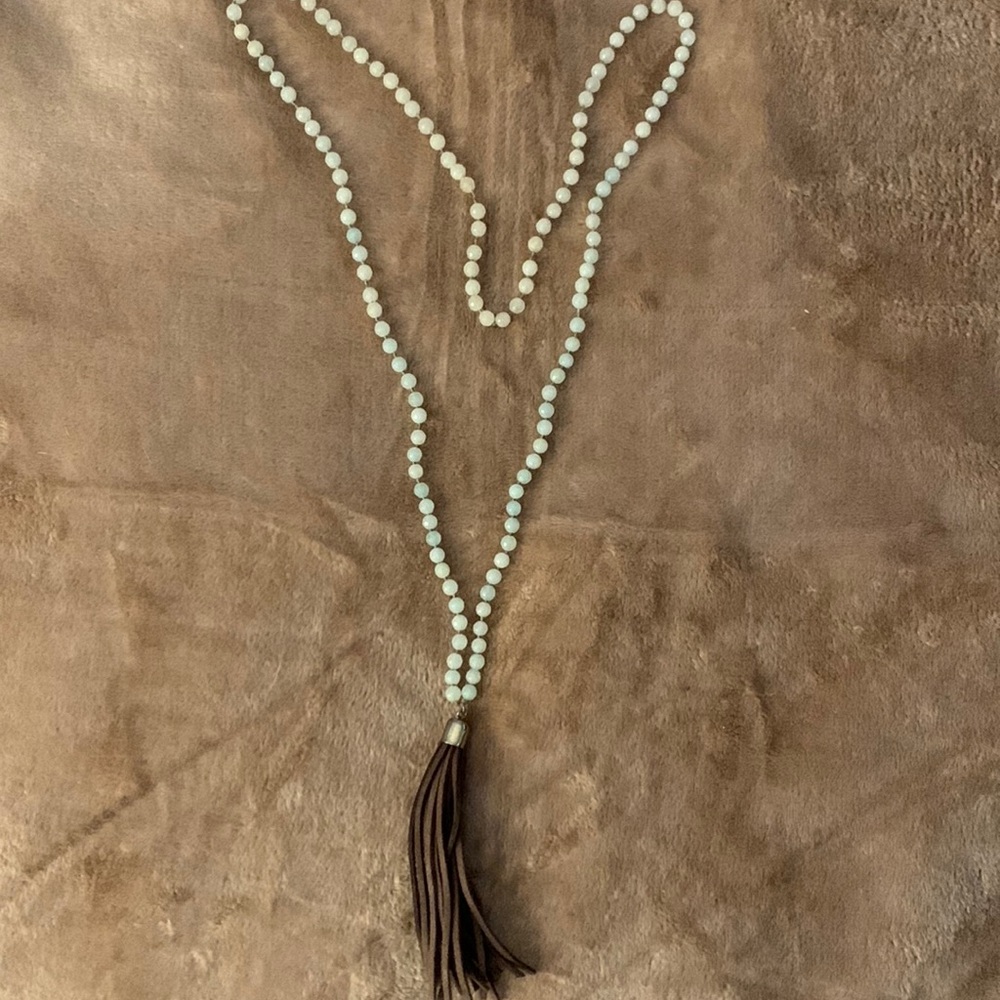 Fun beaded tassle long necklace